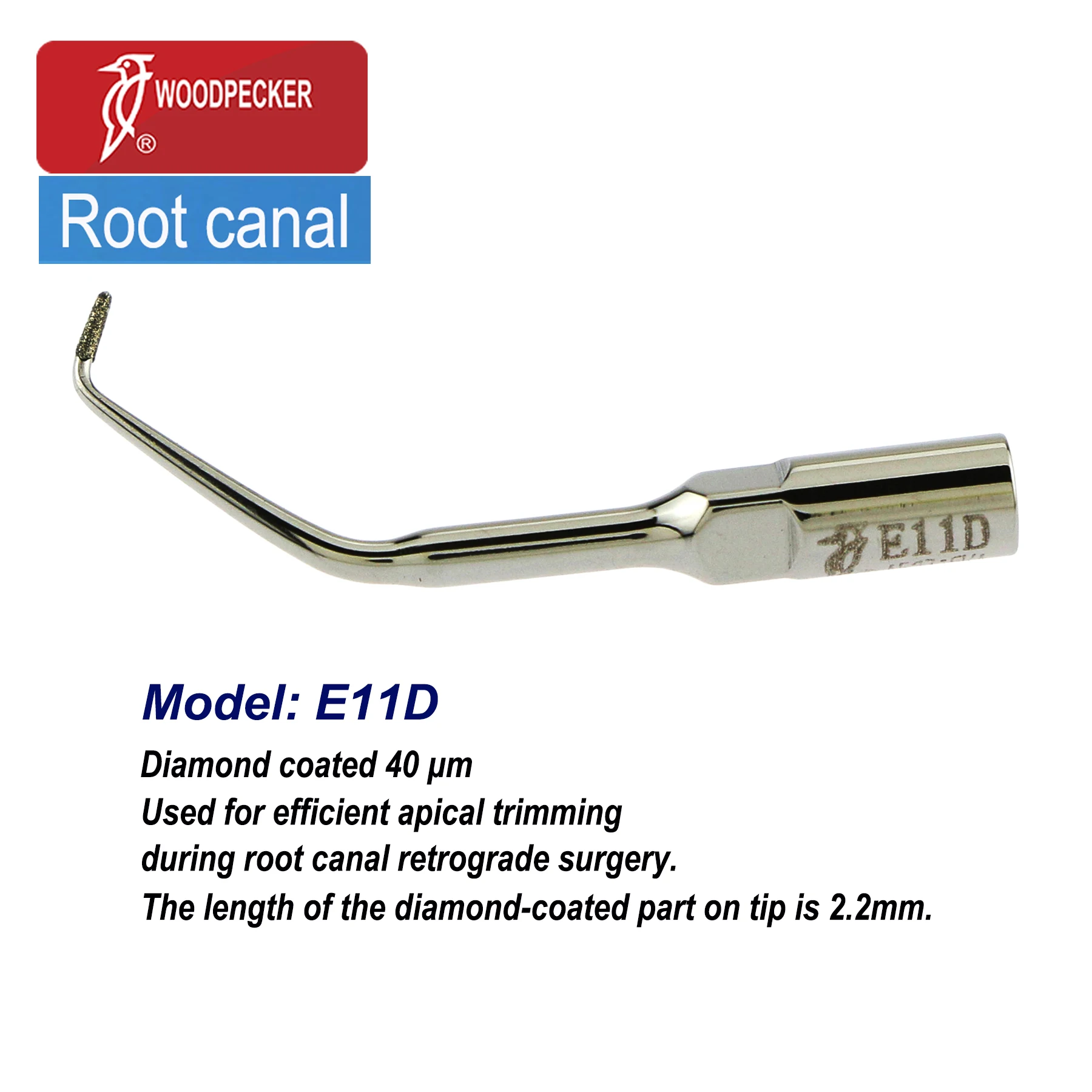 Woodpecker E11D Dental Endodontic Tip Ultrasonic Scaler Diamond Tips
