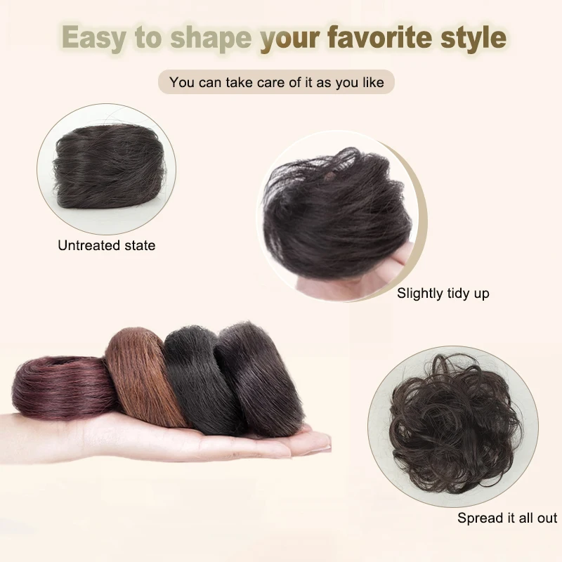 LUPU Messy hair Strands Naturally Curly Ponytails Fluffy Donuts Upright hair Strands Messy hair Strands are Suitable for Women