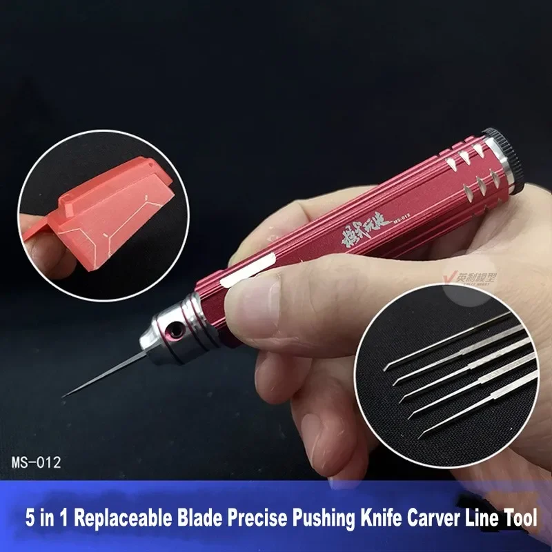 5 in 1 Replaceable Blade Precise Pushing Knife Carver Line Nicking Tool for Model Kit DIY Model Tools