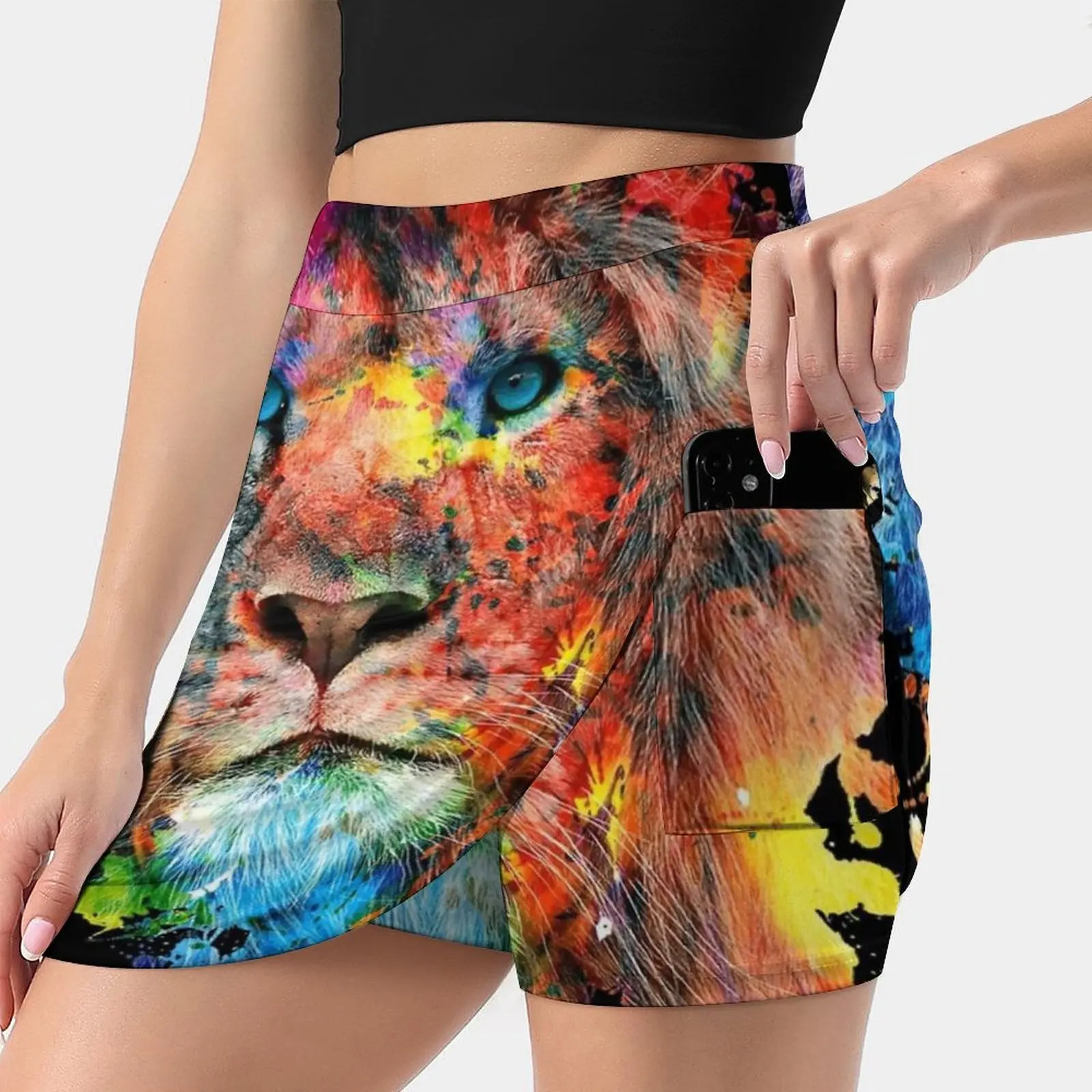 

Lion Women's skirt With Hide Pocket Tennis Skirt Golf Skirts Badminton Skirts Running skirts Wild Cats Africa Animals Lion