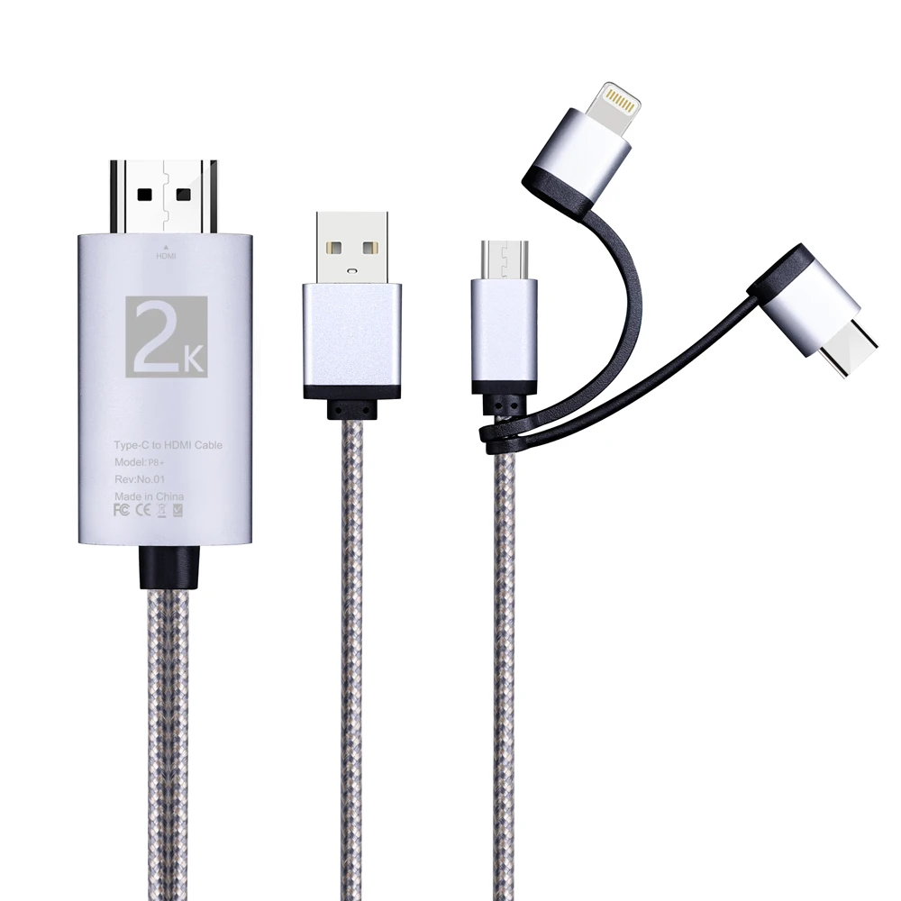 Retirada parilla Distribución Teléfono a HDMI 3 en 1 para Lightning tipo C, Puerto Micro USB 3 en 1 a HDMI,  Cable adaptador para teléfono a TV| | - AliExpress