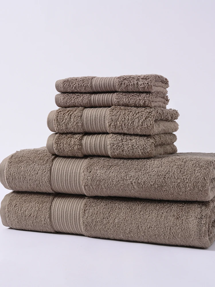 6/8 Pieces Towel Set Blue Bathroom Cotton High Quality Home Hotel Sauna Thickened Large Bath Towel Set Gray 35X35 35X75 80X150