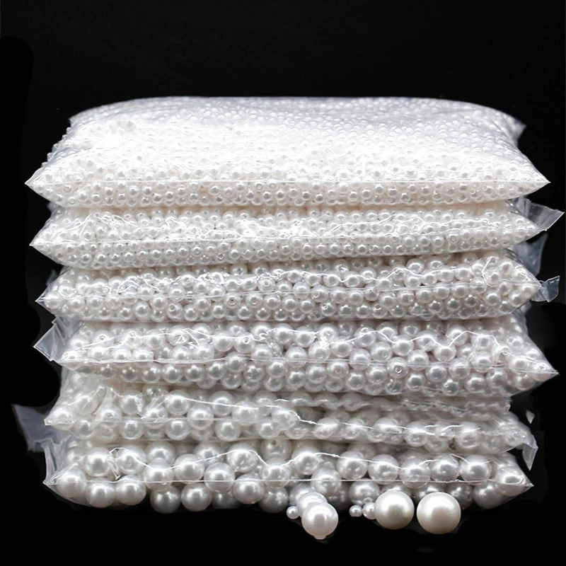 Imitation Pearl Acrylic Beads 3/4/6/8/10/12/14/16mm Straight Holes 10-1000Pcs DIY Craft