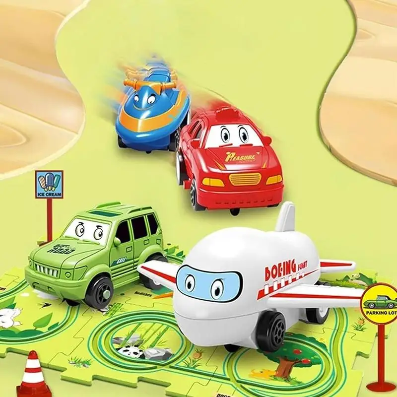 Kids Race Track Toys DIY Assembling Toy Vehicle Puzzle Board Fun Rail Car Building Toys Educational Toys Puzzle Set Children Toy 2