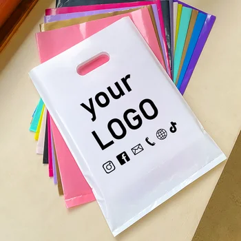 50pcs Custom Shopping Bags Reusable Party Gift Bags Corporate Promotion Event Promotional Packaging Bags with Logo Printing 1