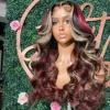 200 Density 1B/27/Red Wig 30 Inch Highlight 5x5 Glueless 99J Burgundy Body Wave Colored Transparent Lace Closure Wigs Human Hair 1