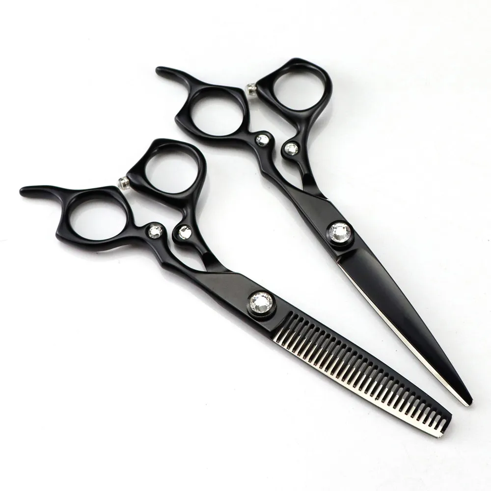 

Professional JP 440c steel 6 '' Upscale Gem Black cut hair scissors haircut thinning barber cutting shears hairdressing scissors
