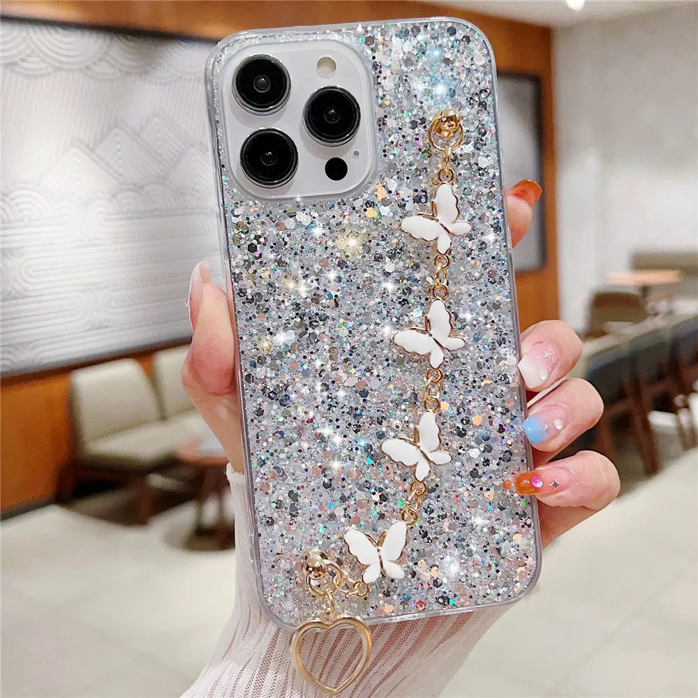 A55 A25 A35 Sparkling Butterfly Bracelet Phone Case For