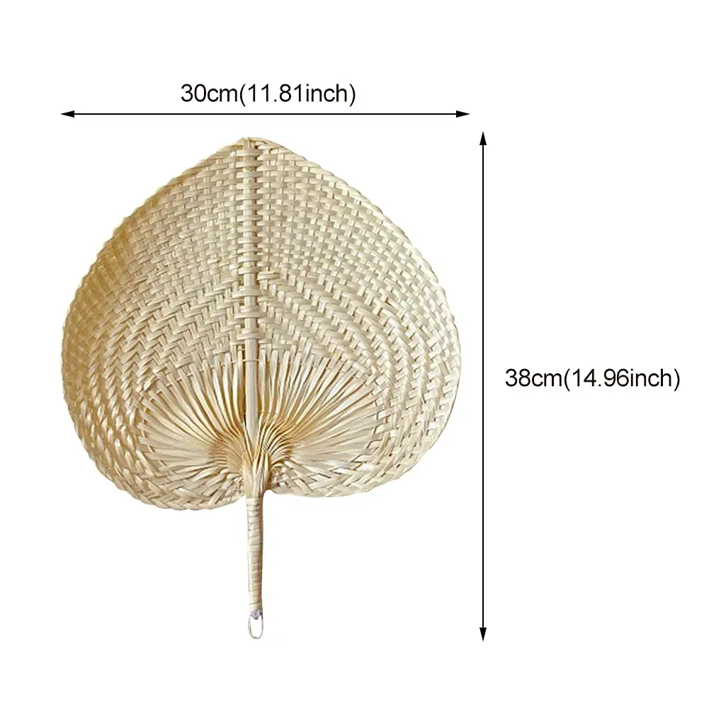 Creative Summer Cooling Fan Pure Natural Handmade DIY Heart Shaped Bamboo Woven Fan Artificial Woven Wedding Home Decoration