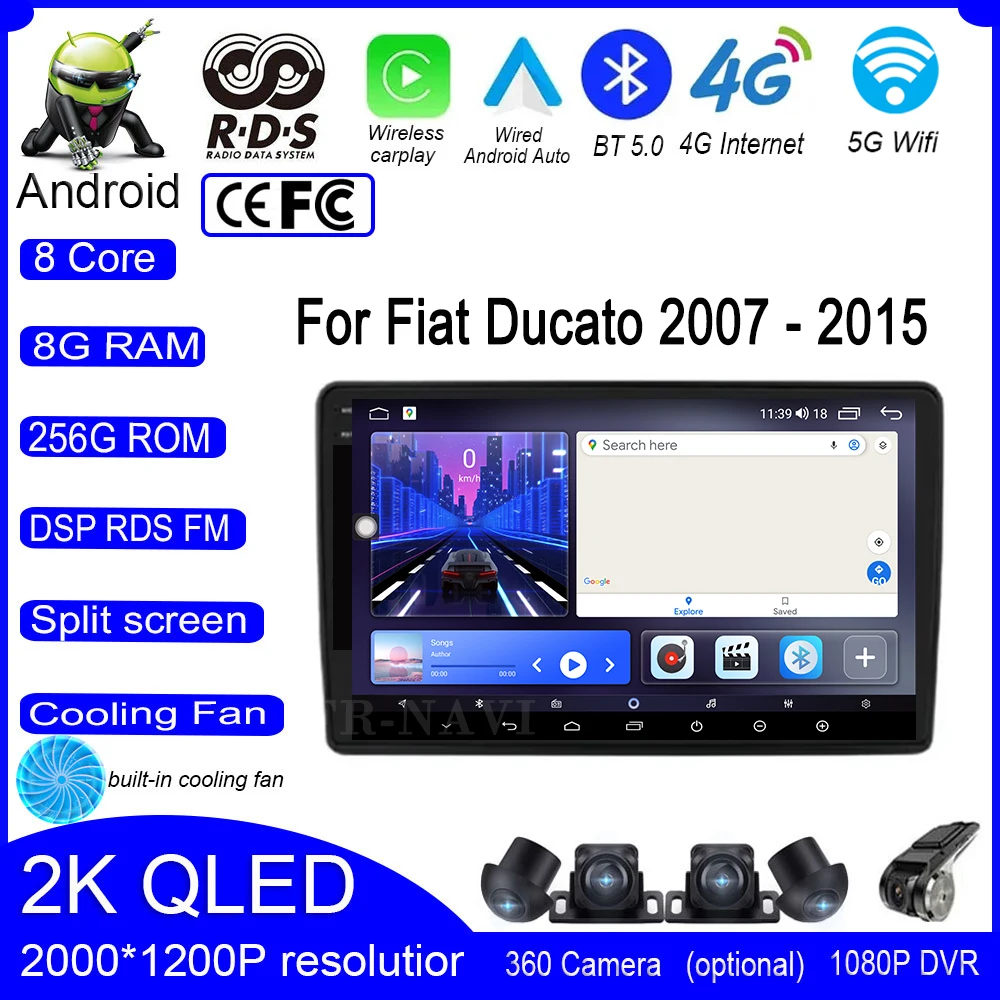 

For Fiat Ducato 2007 - 2015 Android 14 DSP Car Radio GPS Navigation Multimedia Video Player Carplay Android auto