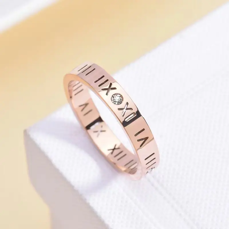Buyee 925 bague en argent Sterling or Rose doigt chiffres romains