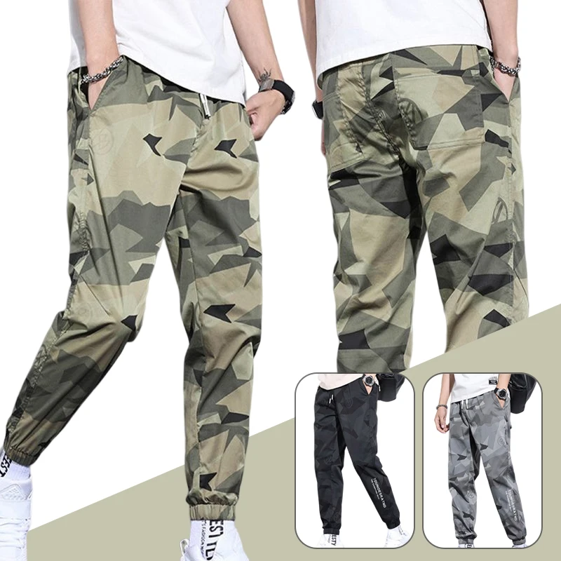 Multi-Pocket-Tarnung Männer hose Jogger Cargo hose Männer Sommer Harems hose schnell trocknende Kordel zug lose lässige Jogging hose – Detail 6