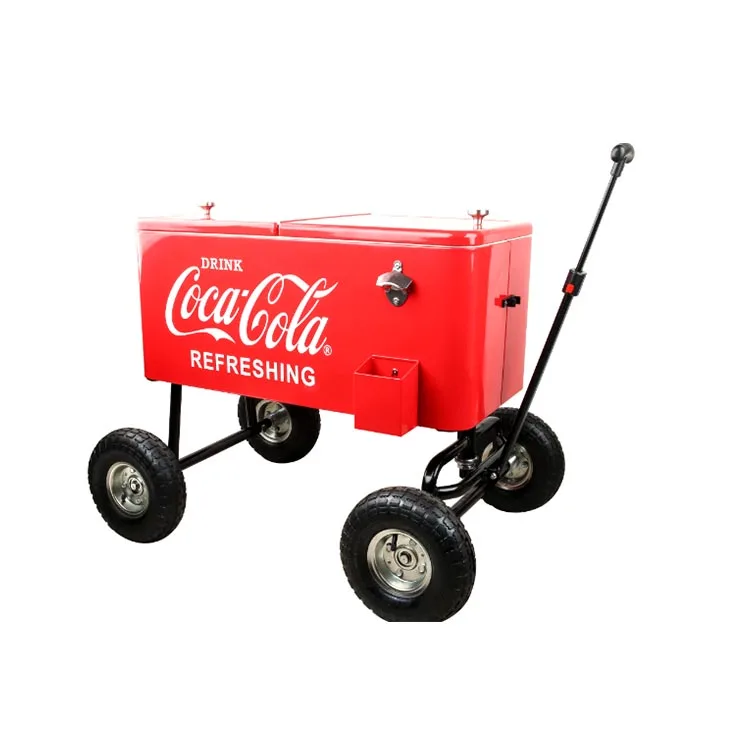 

80L Metal Ice Cooler With Wheels Beer Cooler Box For Beverage Rolling Cooler