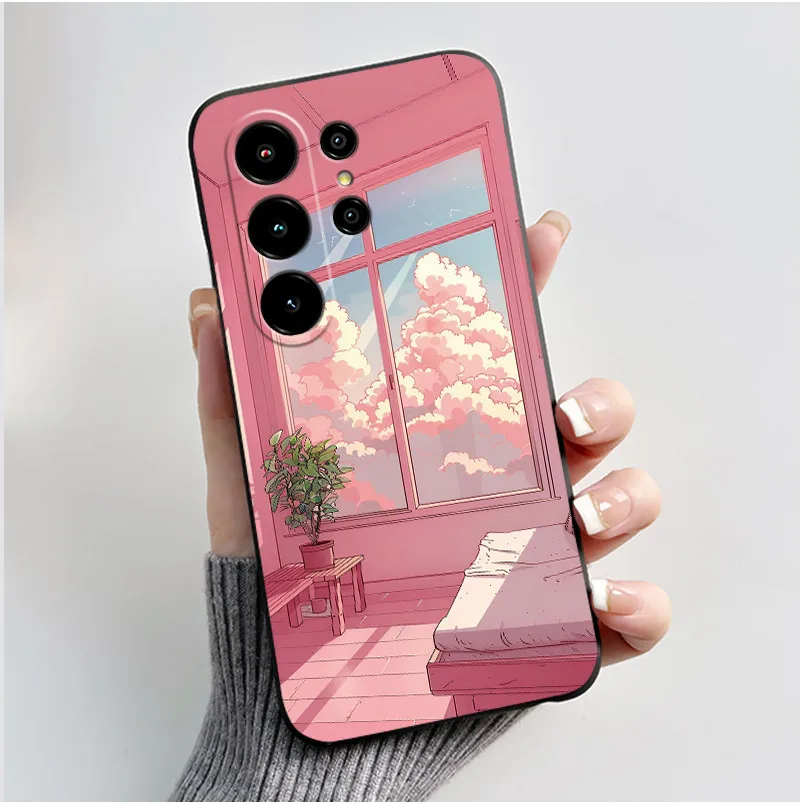 Anti-Scratch Black Cat Pattern Soft Phone Case