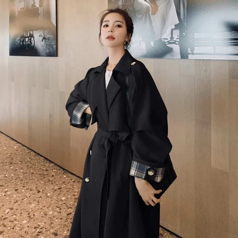 Brand New Loose Oversize Double-Breasted Long Trench Coat For Women Duster Coat Windbreaker Lady Outerwear Spring Autumn Clothes down coats Coats & Jackets