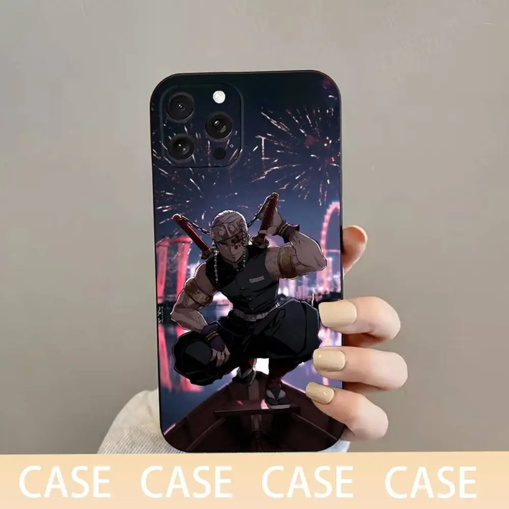 애니메이션 텐겐 우즈이 아이폰 16,15,14,13,12,11 플러스, 프로 맥스, XS, X, XR, SE, 미니, 8,7용 소프트 실리콘 블랙 폰 케이스