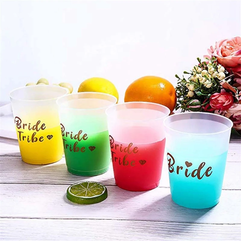 Team Bride Tribe Cups Bridal Shower Bachelorette Party Plastic Drinking Cup Rose Gold Hen Party Accessories Wedding Decoration