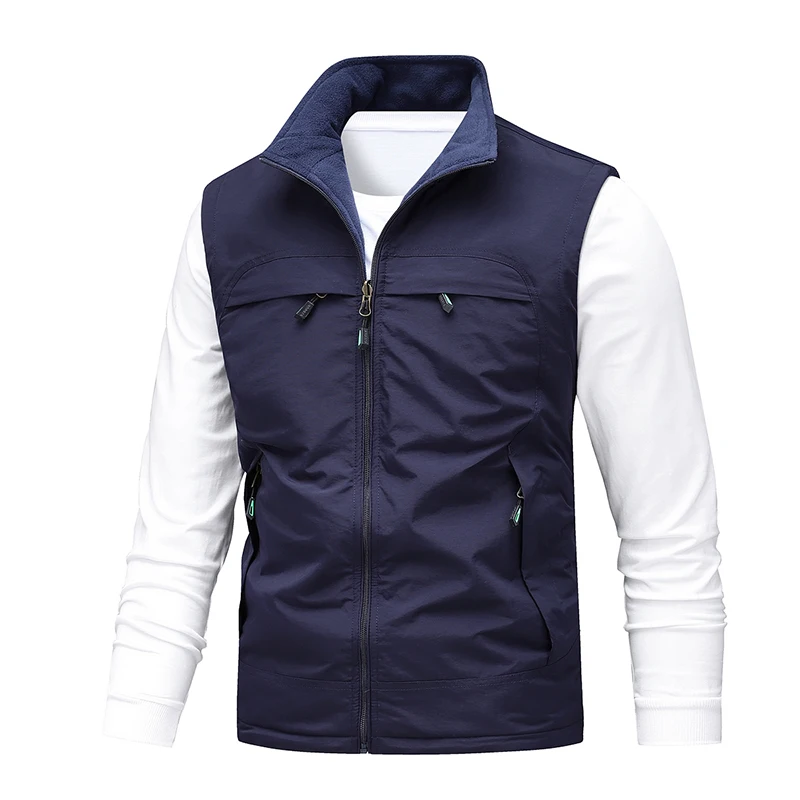 Outdoor Reversible Fleece Sports Fishing Casual Windproof Sleeveless Vest Comfortable Breathable Camping Vest Male