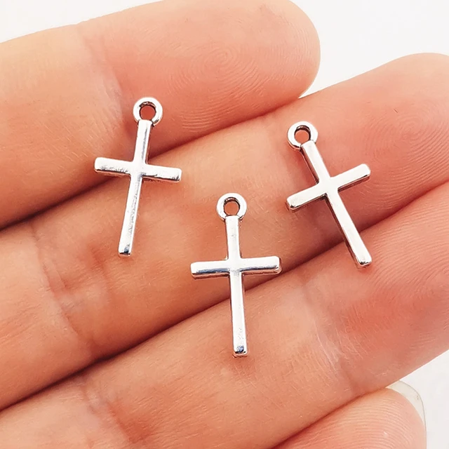 WYSIWYG 40pcs 10x6mm Charms Cross Charms For Jewelry Making DIY Jewelry  Findings Antique Silver Color Alloy