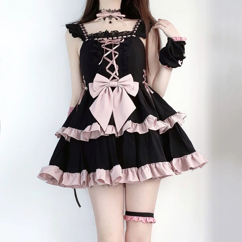 Pink Idol Clothing Cosplay Sexy Maid Costume Lolita Ballet Lace Skirt Short Dresses
