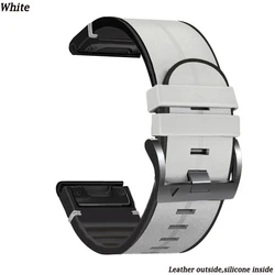 Elegant Silicone Leather Quickfit Watch Strap - Universal Design for 26mm Fenix 8 51MM (WHITE)