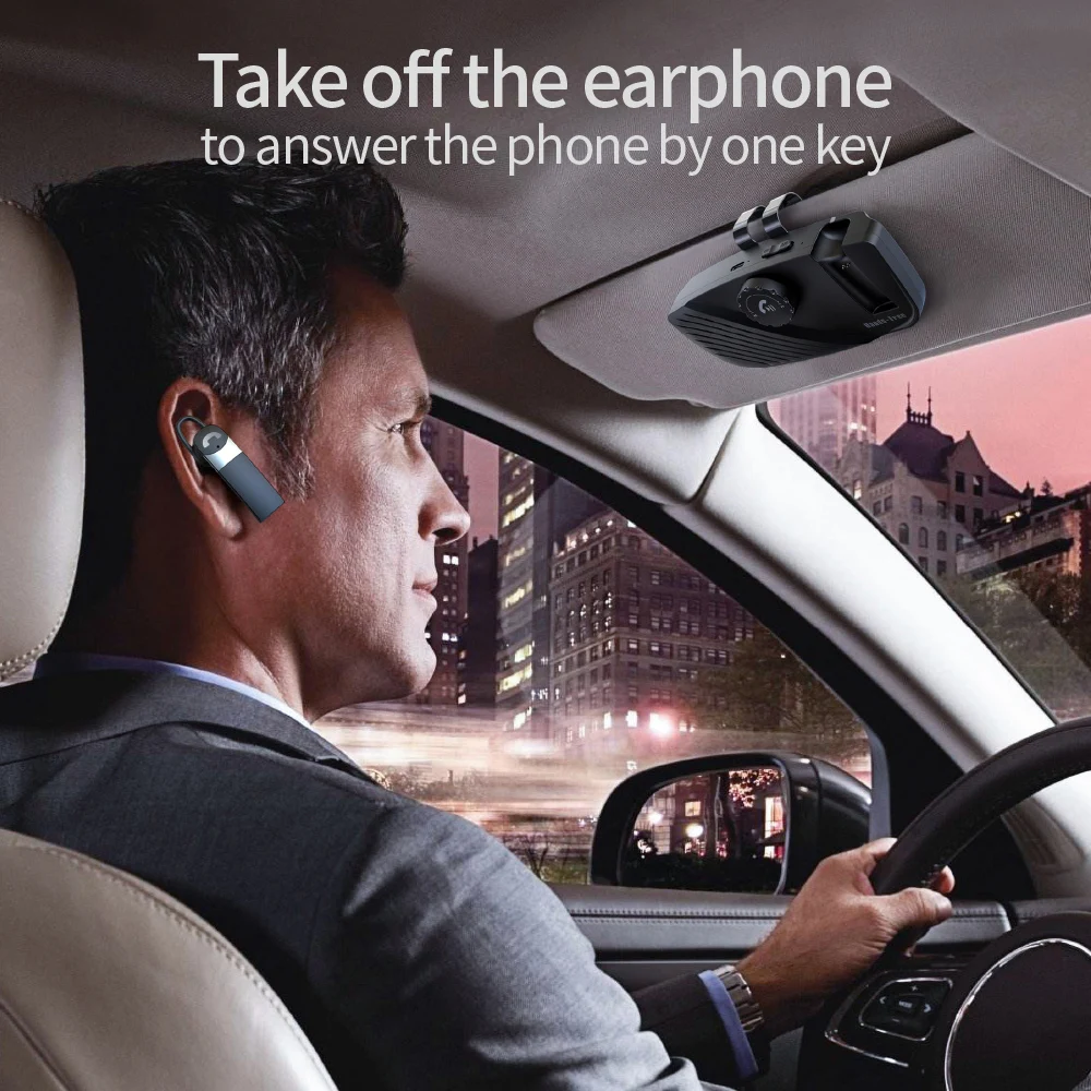 2 in 1 Handsfree Speakerphone Car Kit Earphone Bluetoot V5.0 Sun Visor Wireless Hands-free Speaker Audio Loudspeaker