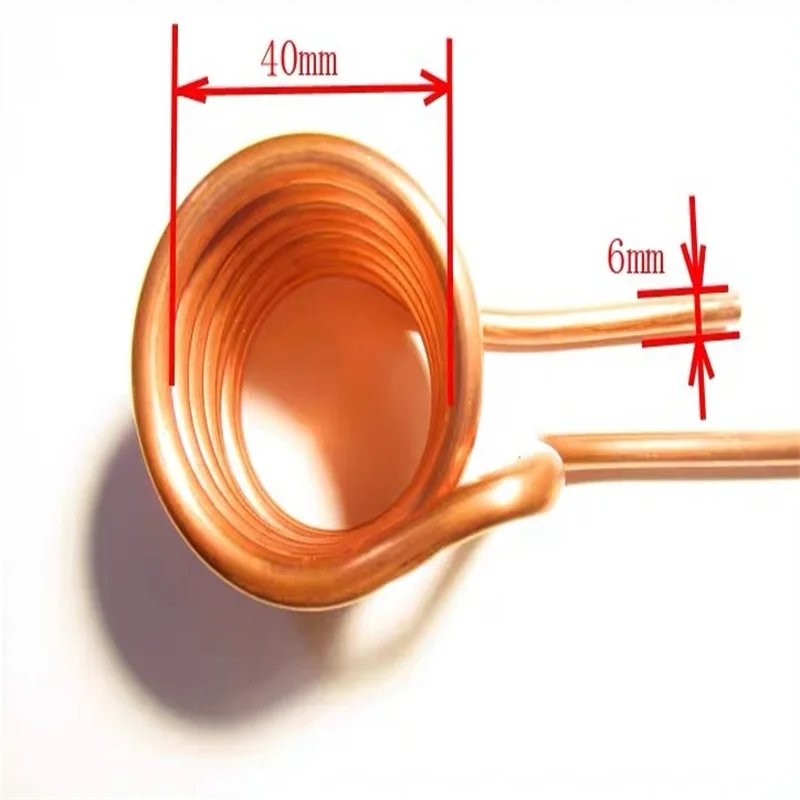 Induction heater 1PC ZVS coil T2 copper induction heating coil copper tube 6mm quenching tapless heating head DIY