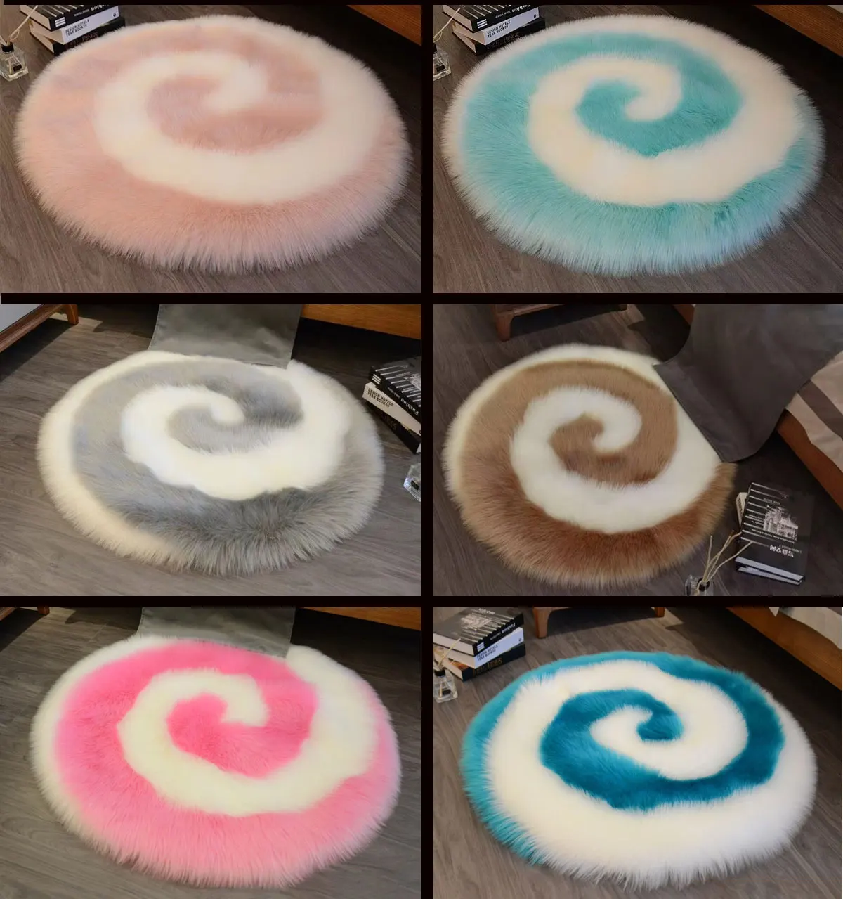 

Rotating Texture Super Soft Cute Rug Decor Gilrs Bedroom Bedside Round Luxury Floor Mat Kids Room Elegant Plush Carpet