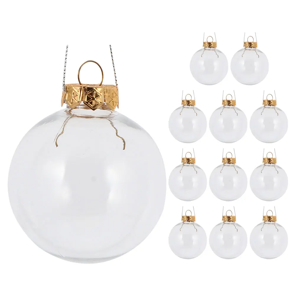 10/12 piezas de bolas de Navidad transparentes de plástico rellenables de 8-10 cm, adornos colgantes para árbol de Navidad, decoración para bodas, fiestas, caja de regalo