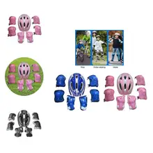 

7Pcs/ Set Durable PVC Wear Resistant Cycling Helmet Knee Elbow Pad Set for Children Kids Safety Knee Pad Elbow Pads