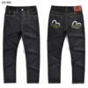 Japanese Handmade Embroidered Jeans Men's Pure Cotton Straight Tube Hip-Hop Popular Slim Red Ears Show Thin Trousers Devil Big M 1