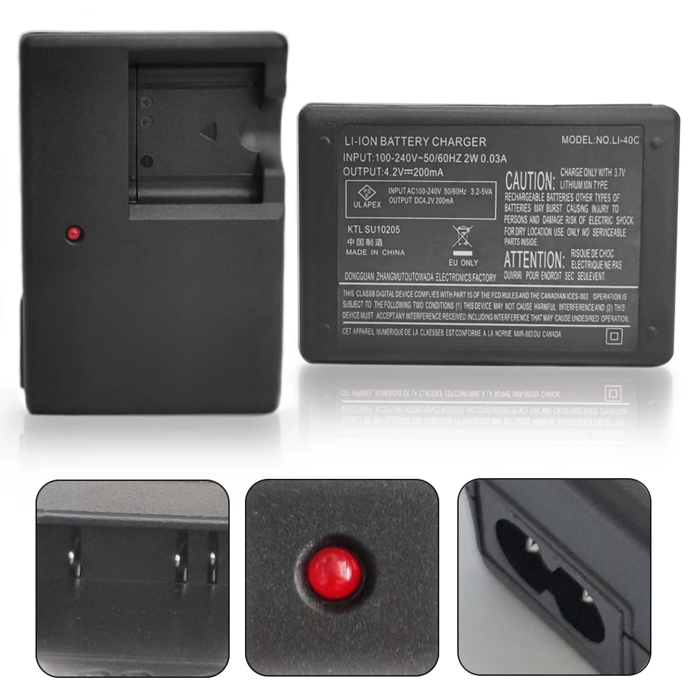 LI-40C Charger for Camera Olympus LI-42B,LI-40B,LI-41C,EN-EL10,NP-45,KLIC-7006,D-LI63,CNP-80 battery charger LI40B,LI42B,LI40C