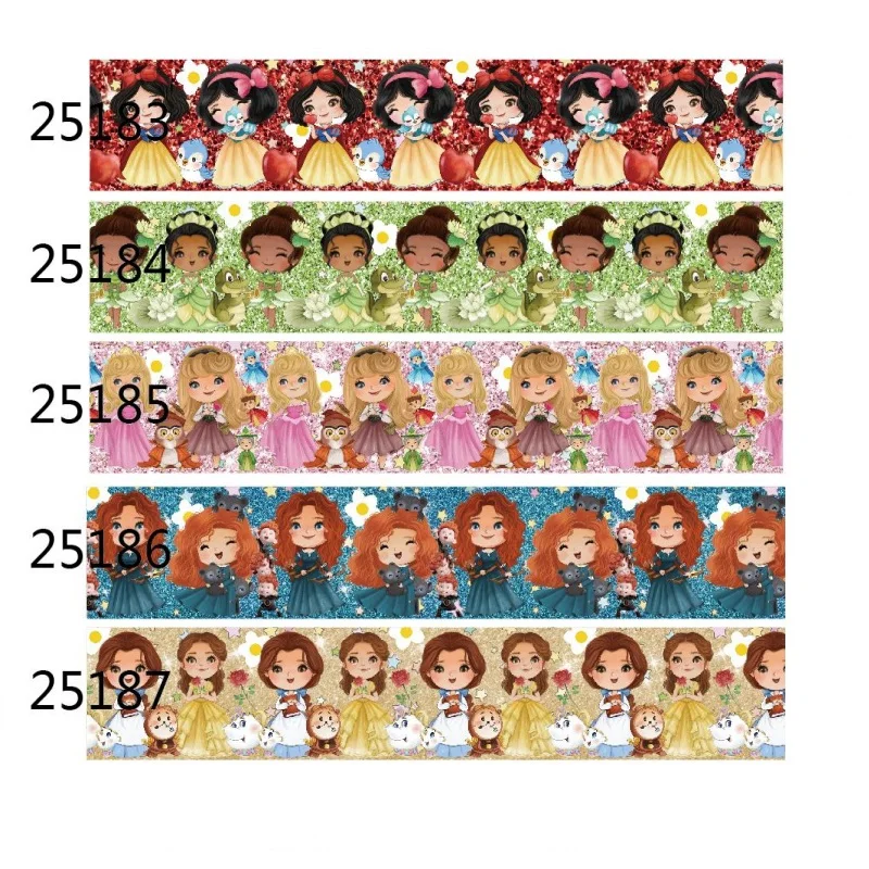 

(50yards) Disney Little Young Princess Character Grosgrain Ribbon 25mm for Hairbows Sewing Accessories Craft Materials