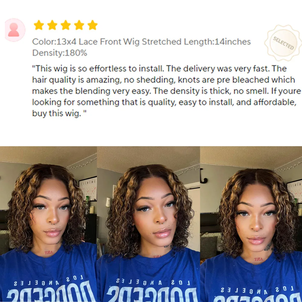 Short Blonde Wig Highlight Bob Glueless Wigs Human Hair Ready To Wear 250 Density Short Curly Brown Colored Human Hair Wigs