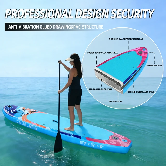 CADALENE Inflatable Stand Up Paddle Board, 10' 6" SUP PaddleBoard for Adults & Youth, with Camera Mount & Premium Accessories