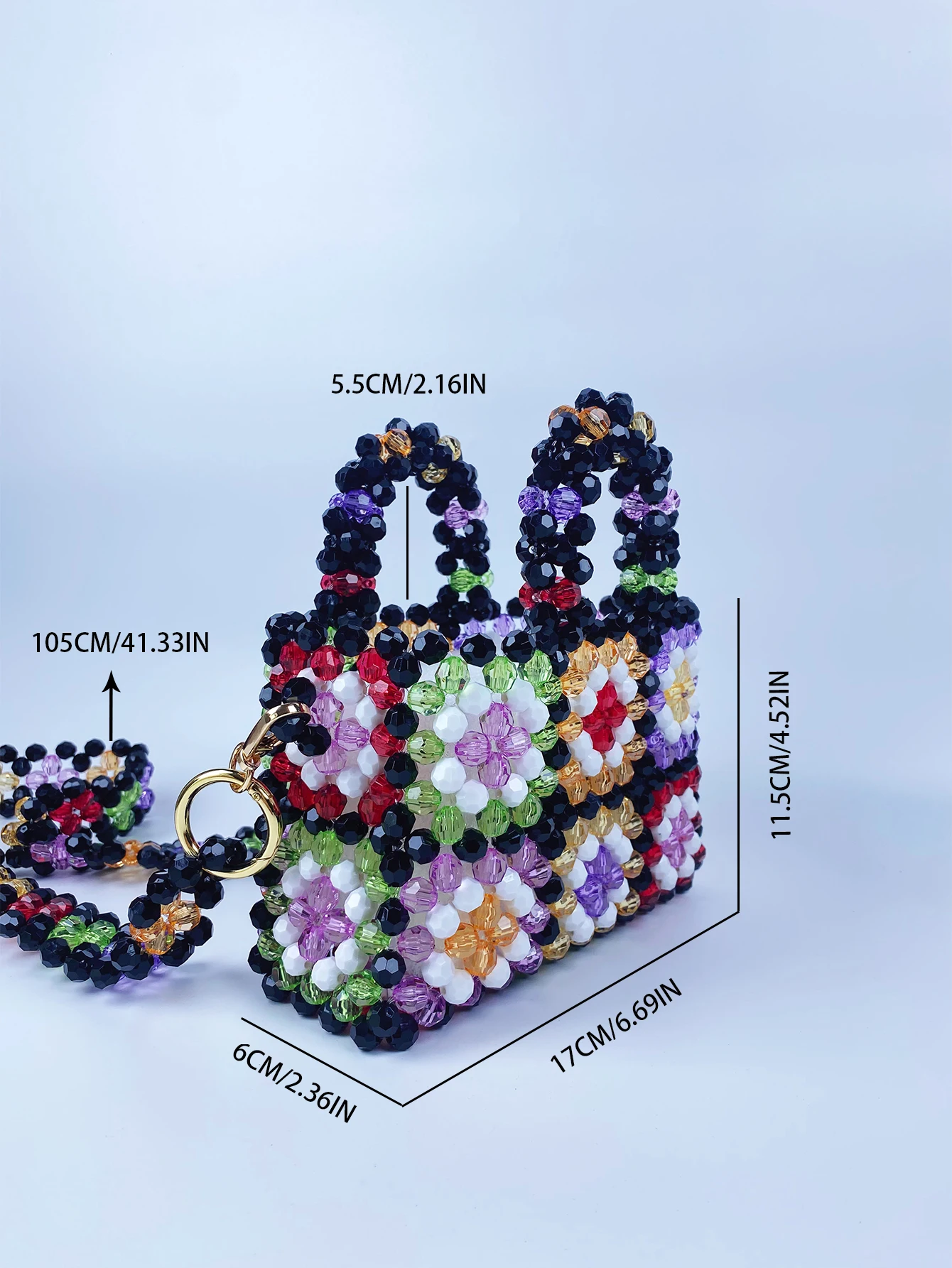 حقيبة ملونة منسوجة بنمط متقلب للكتاب الأحمر الصغير...