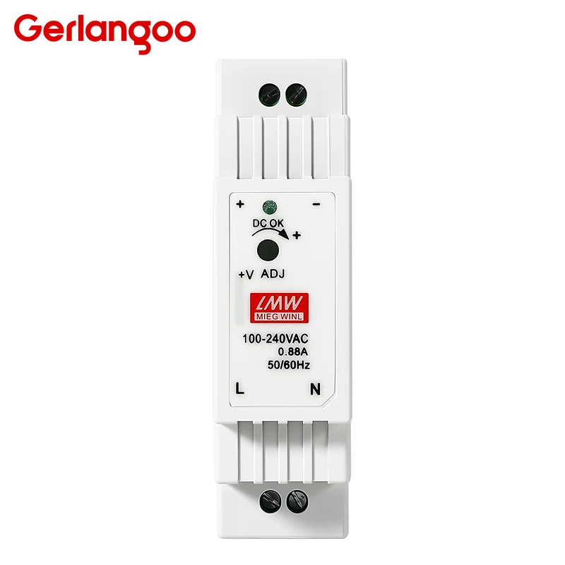 Universal Industrial Din Rail Power Supply Switch, Single Output, 100-240VAC Input, Multi-Wattage Options