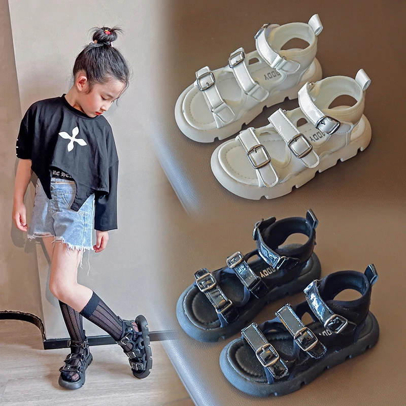 Sandali per bambini alla moda per scarpe romane da ragazza estive sandali  per bambini comodi scarpe da spiaggia bianche nere per bambini di 3 13  anni| | - AliExpress