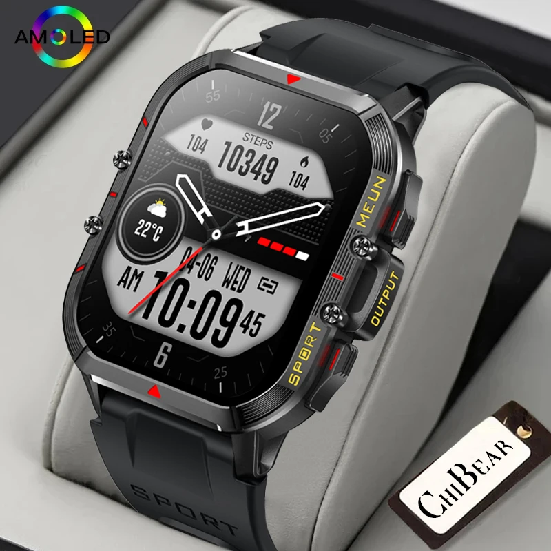 

Rugged Military Smart Watch Men Healthy Monitor AI Voice Bluetooth Call Fitness Waterproof Sport Smartwatch For Android IOS 2023