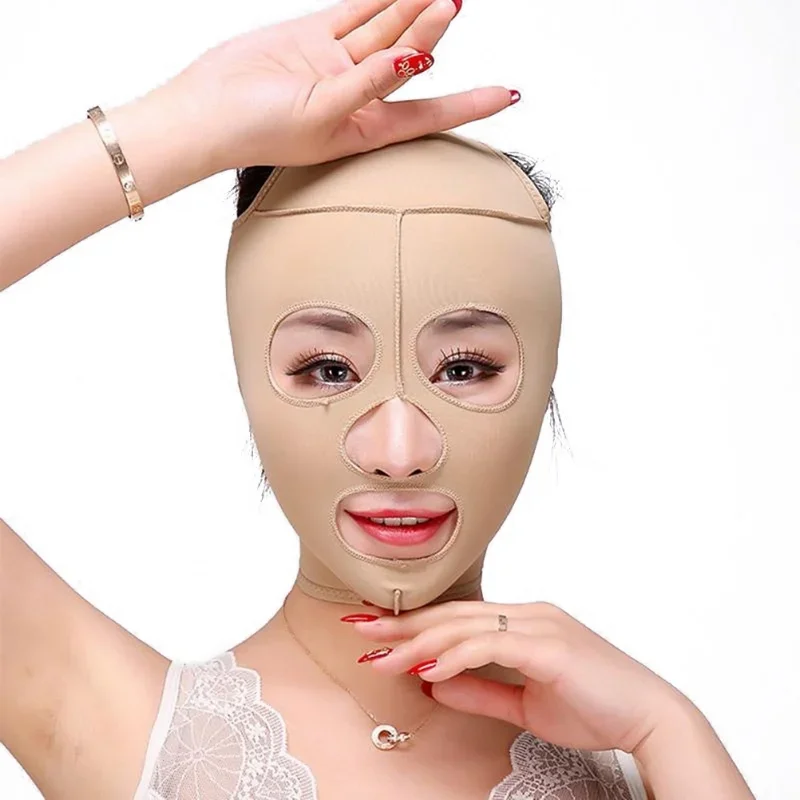 얇은 얼굴 도구 건강 관리 마사지 풀 페이스 리프트 마스크, 슬리밍 페이셜 마사지 붕대, M, L, XL, 턱 리프트 업 V 페이스 셰이퍼