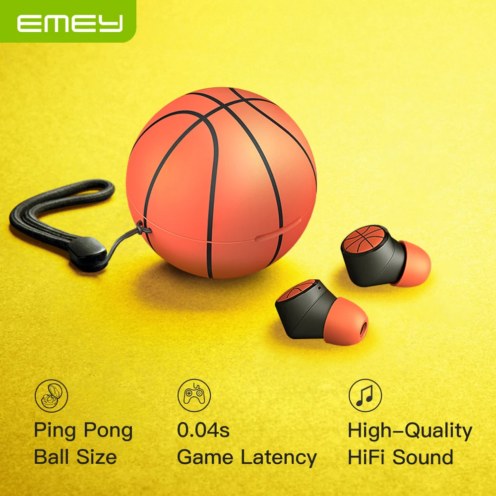 

EMEY Wireless Headphones Bluetooth Earphones Noise Canceling Sport Gaming Headset With Mic Button Control BasketbalI Color IPX6