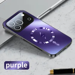 Enhanced Magnetic Camera Lens Protection Case with Matte Frosted Back Cover for Honor 600 (Purple)