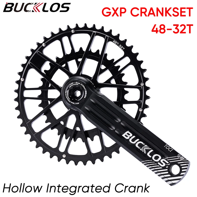 

BUCKLOS Road Bike Crankset GXP Hollow Integrated Bicycle Crank Arm Gravel 48-32T Chainring Double Speed Chainwhee GXP Crankset