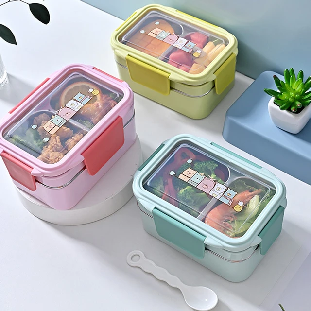 School Girl Kawaii Lunch Box Microwavable Food Storage Container 2 Layer  Divide Portable Picnic Cute Bento Box With Spoon Fork - AliExpress