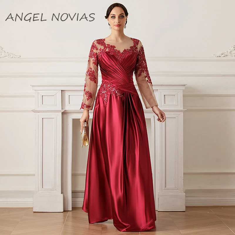 Maxi Vestido de Cetim com Mangas Longas para Convidadas de Casamento