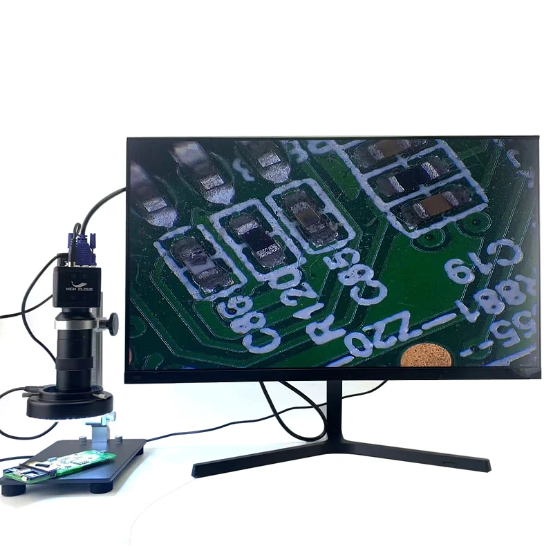 13MP VGA 비디오 현미경 카메라 1080P + 줌 1-130X C-마운트 렌즈 + 밝기 조절 가능 조명 휴대폰 수리용 대형 뷰어