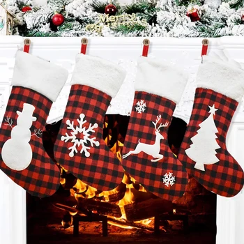New Year Christmas Stocking Sack Xmas Gift Candy Noel Christmas Decorations for Navidad Sock Christmas Tree Decor