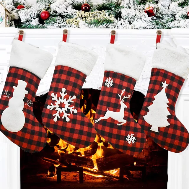 New Year Christmas Stocking Sack Xmas Gift Candy Noel Christmas Decorations for Navidad Sock Christmas Tree Decor