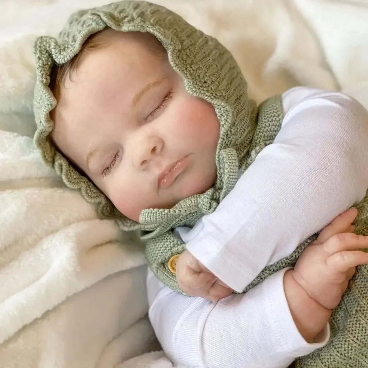 

BZDOLL 60 CM 24 Inch Realistic Soft Silicone Reborn Baby Sleeping Doll With Hand-painted 3D Skin and Vascular Vein Child Gift