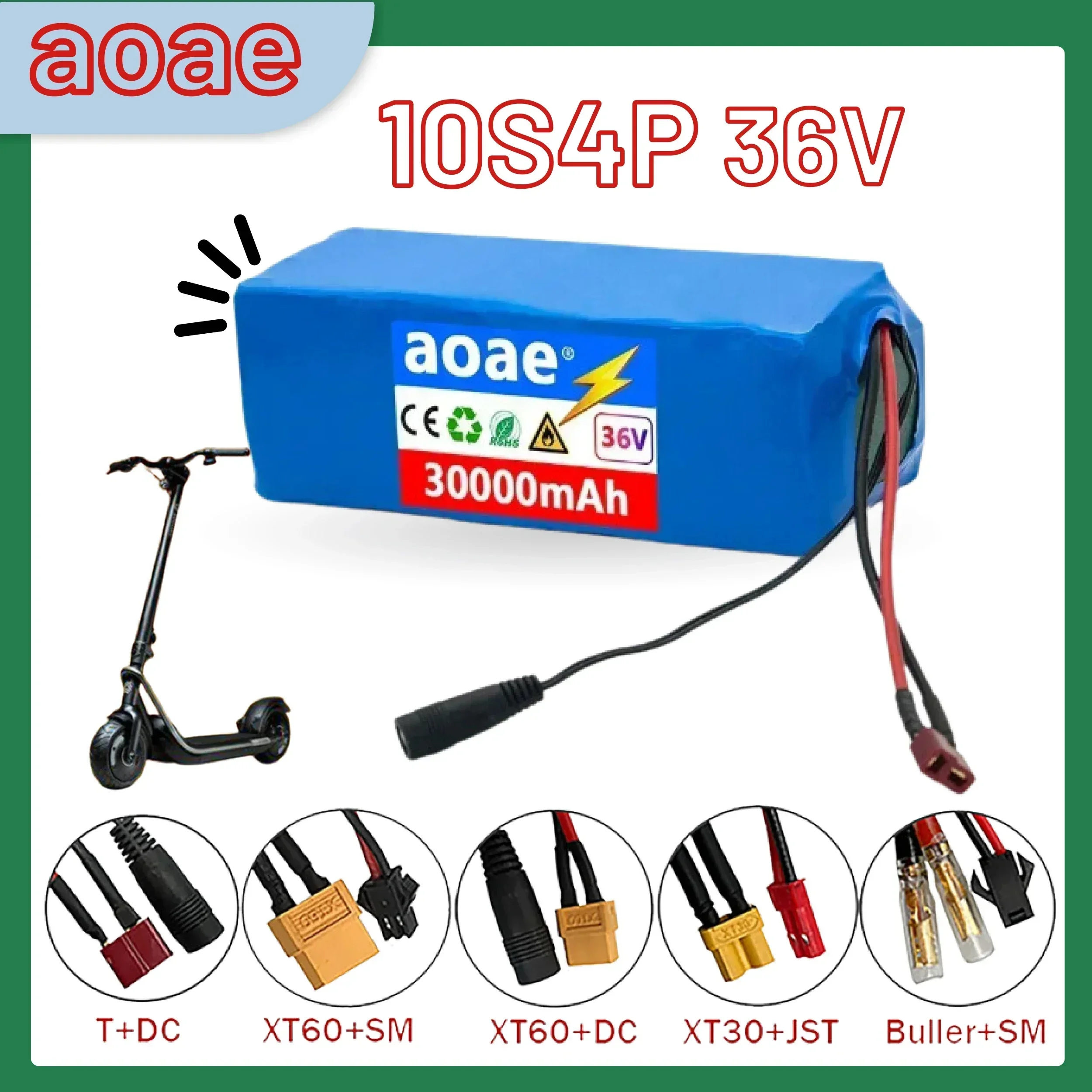 

36V 10S4P 30Ah battery pack 500W high power battery 42V 30000mAh Ebike electric bicycle BMS 42v battery with xt60 plug